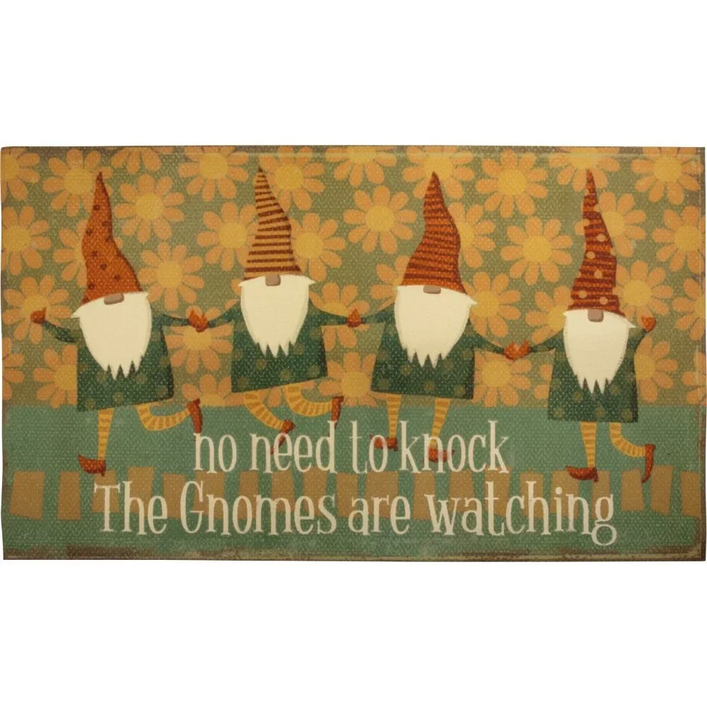 Rug Indoor Outdoor Funny Gnome No Need To Knock Rug Doormat Non-skid Backed Mat